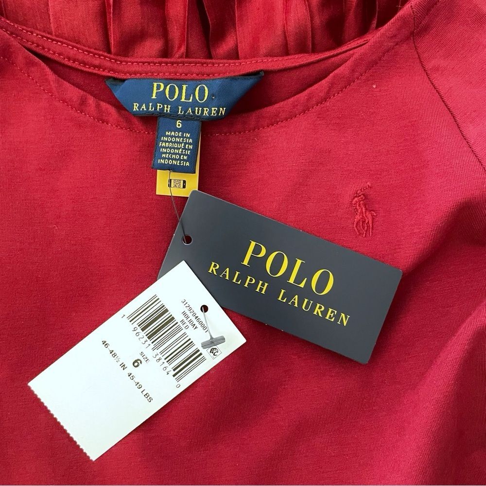 NWT Polo Ralph Lauren Girls Dress Size 6 Red Pleated Skirt Cotton Knit Holiday - Picture 6 of 9